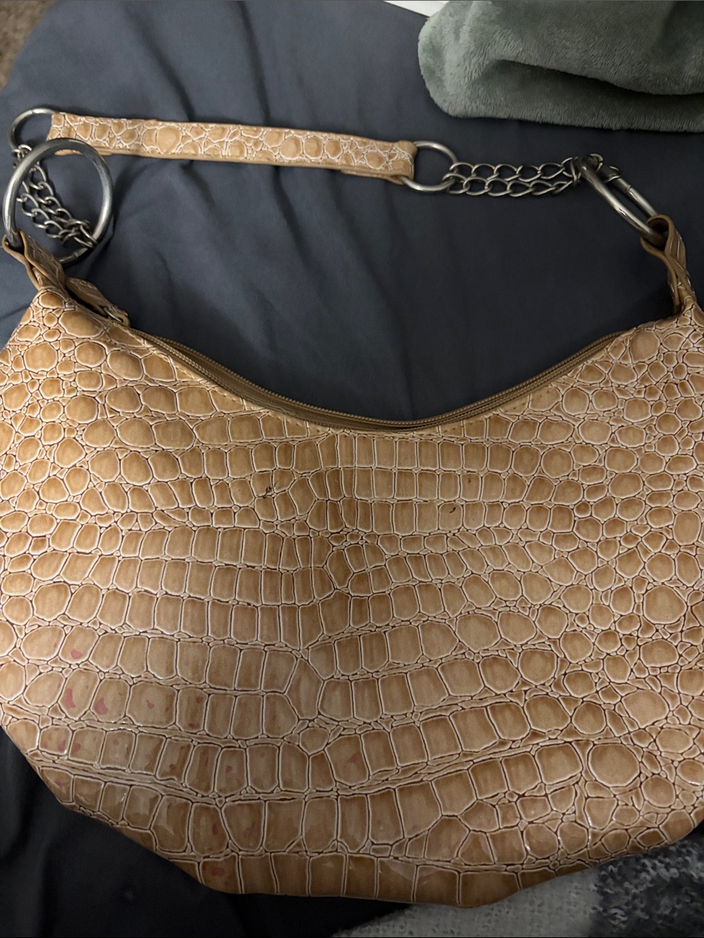 NWOT  Croc-Embossed Hobo Bag in Tan